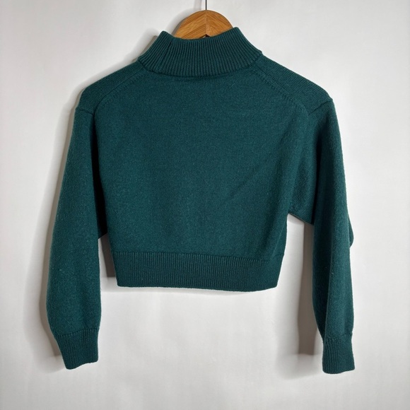 Aritzia Wilfred Free Mock Neck Sweater Emerald Green Merino Wool Small S Harper - Picture 7 of 9